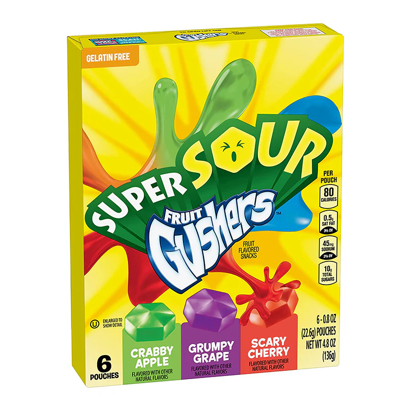 Betty Crocker Super Sour Fruit Gushers - 4.8oz (138g)