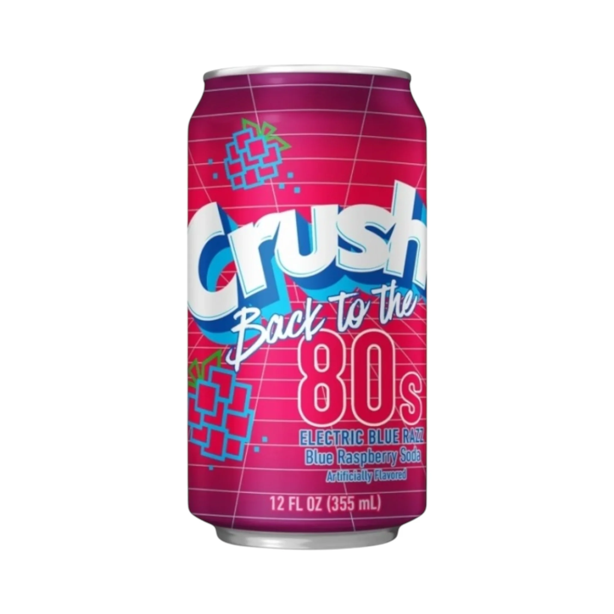 Crush Back to the 80's Electric Blue Razz Soda - 355ml [Canadian]