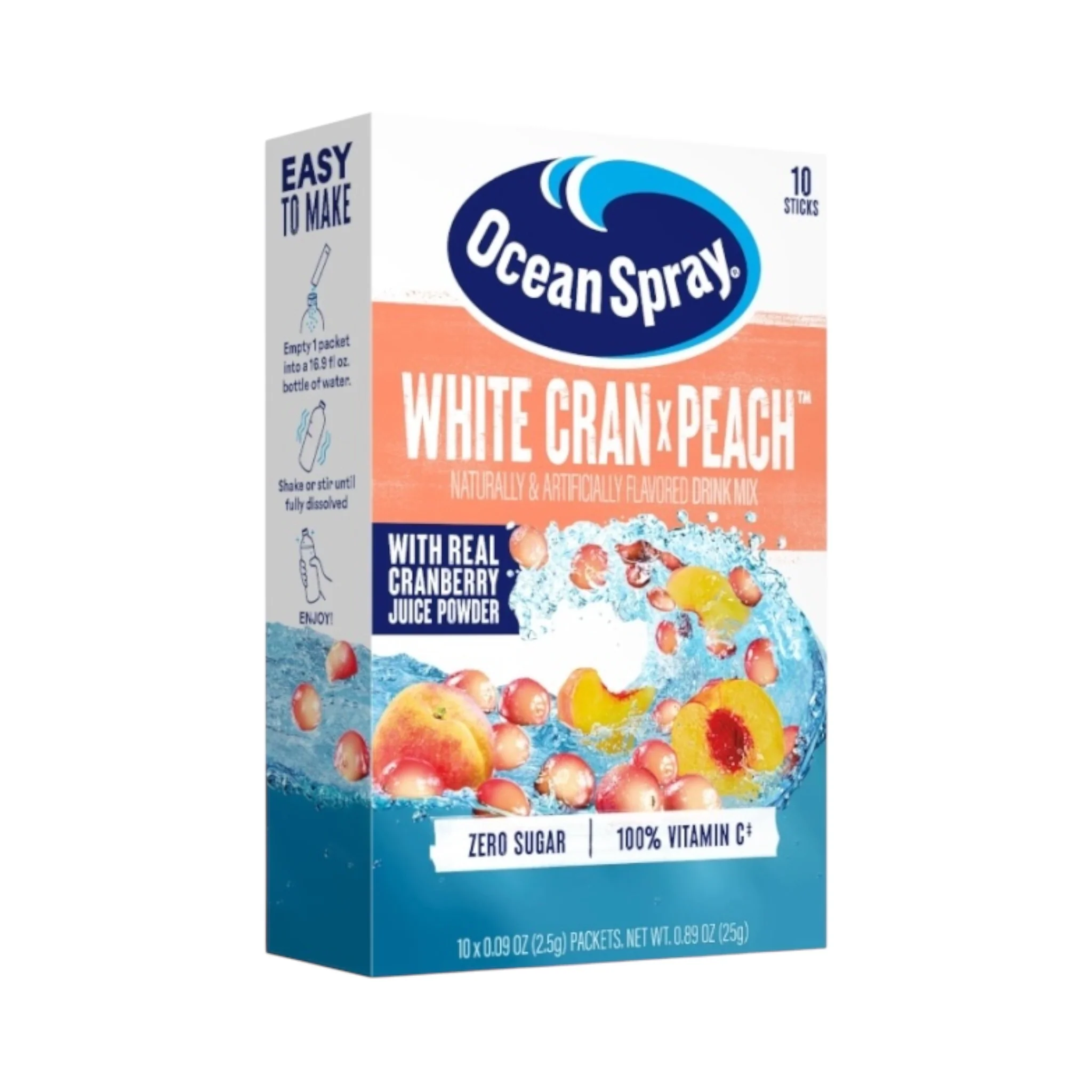 Ocean Spray Singles to Go White Cran-Peach - 0.89oz (25g)