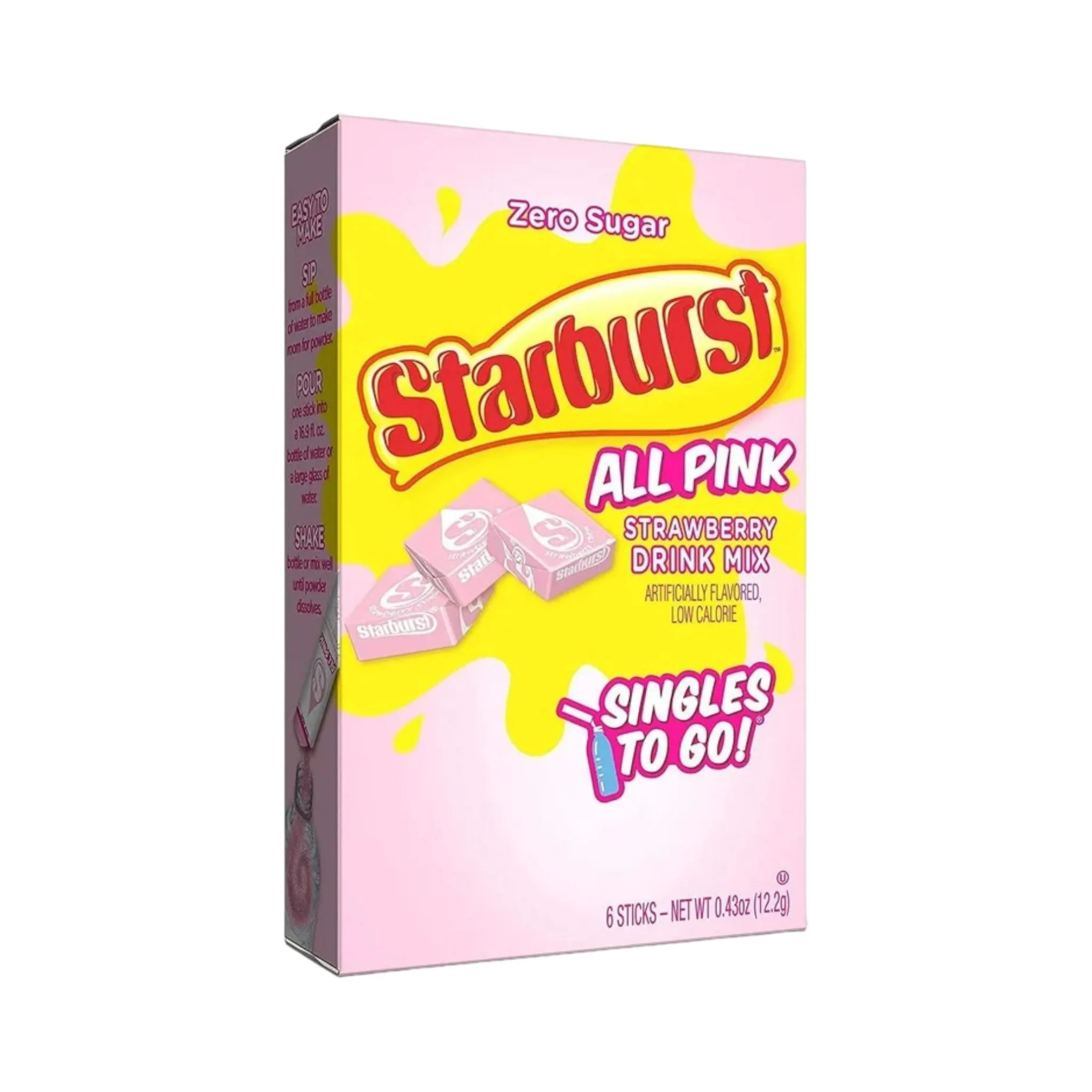 Starburst Drink Mix All Mix Pink Strawberry Flavour Zero Sugar Sachets - 0.43oz (12.2g)
